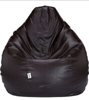 Amazon Brand - Solimo XXL Bean Bag Filled With Beans (Brown, Faux Leather) 