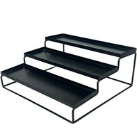 Go Hooked Kitchen 3-Tier Step Standing rack Kitchen Spice Bottle Rack Utensil Holder Food Storage Organizer for Cabinet Cupboard Pantry Shelf Bathroom Rack (Black, Pack of 1, Iron, Step Shelf) 