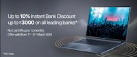 10% Instant Discount(Max 3000) on Laptops with SBI, HDFC and ICICI Credit/Debit Cards [1 - 31 March]