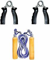 KORBAX Combo of Wood Rope & PVC Hand Gripper Weight Lifting Strength Training & Exercise Fitness, Gym Equipment for Home Gym Workout