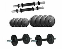 Protoner PVC DM 4-40 Kg Dumbbells Set and Fitness Kit for Men and Women Whole Body Workout (20 kg (2 kg x 4, 3 kg x 4), Black & Red)
