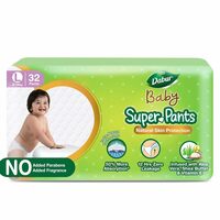Dabur Baby Super Pants - L (32 Pieces) | 9-14 kg | Insta-Absorb Technology | Diapers Infused with Aloe Vera, Shea Butter & Vitamin E | No Added Parabens, Added Fragrances