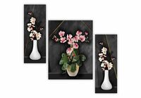 SAF Set of 3 Flower UV Tectured Multi Effect 6 MM MDF Framed Decorated Gift Item 12 Inch x 18 Inch Paintings SANFJM32432