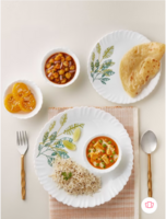 Larah by BOROSIL Galaxy Fauna Pack of 13 Floral Printed Opalware Glossy Dinner Set