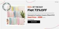 Pepperfry Deal of the Day: Multicolor Cotton Geometric 16x16 inches Cushion Covers (Pack of 5), By Stitchnest