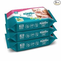 Supples Baby Wet Wipes with Aloe Vera and Vitamin E - 72 Wipes/Pack, (Pack of 3)
