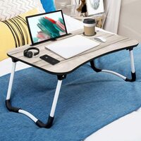 Sattva Portable Folding Laptop Table | Bed Table for Adults | Portable Study Table for Kids | Work from Home Lapdesk | Writing Desk with Cup Holder - Zebrona Light