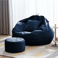 GIGLICK Premium Faux Leather 4XL Filled with Beans NavyBlue Bean Bag with Footrest and Cushion XXXXL Adult Size Bean Bag | Capactity- Upto 6feet