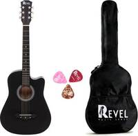 REVEL RVL-38C-LGP-BK Acoustic Guitar Linden Wood Ebony Right Hand Orientation  (Black)