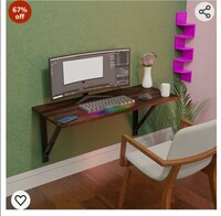 Compal Wall Mounted Foldable Study Table/Office Table/Laptop Table/Work Table/Utility Table, Computer Table Kitchen and Dining Table (16X32 Inches, Brown) 