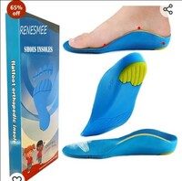 RENESMEE Orthotic Arch Support Shoe Insoles, Children Pu Cushioning Inserts, Shock Absorption Velvet Surfaces Deep Heel Cup Inner Sole for Flat Feet, Feet Heel Pain Relief (33-35 EU KIDS)