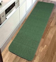 Green Polyester 47 x 18 Inches Machine Made Floor Runner,