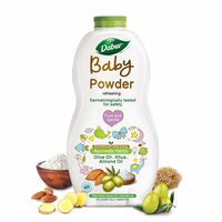 Dabur Baby Powder: Talc and Asbestos Free | With Oat Starch, Arrowroot Powder & Amba Haldi | Hypoallergenic & Dermatologically Tested with No Paraben & Phthalates - Pack of 300 g