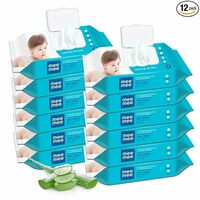 MeeMee Baby Caring Wet Wipes with Lid |Clinically & Dertologically Tested,Infused with Aloe Vera Extracts, 72 Pcs (Aloe Vera, Pack of 12)