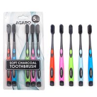 AGARO Charcoal Manual Toothbrush Family Pack of 5 Mix Colour