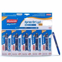 Reynolds Ball Pen I Lightweight Ball Pen With Comfortable Grip for Extra Smooth Writing I School and Office Stationery | XPRES DRI GEL 07- RPI PACKAGE 5 COUNT BLUE