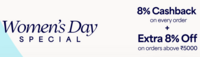 Lenskart Women's Day Special - 8% Cashback on Every order + Extra 8% Off on Order above Rs5000