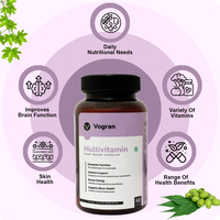 Vogran Multivitamin Supplement 60 Capsules With Vitamin B1, B2, B3, B5, B6, B7, B9, B12, A, C, D3, E, Calcium Etc - (45% OFF)
