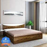 Flipkart Perfect Homes Carol Engineered Wood Queen Bed  (Finish Color - Amozonia Dark & White, Delivery Condition - Knock Down)
