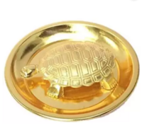 Jsingh Metal Turtle on Plate Feng Shui Vastu Tortoise Puja Yantra Good Luck Brass Vaastu/Fengshui Tortoise/Turtle for with Plate-Brass,Standard, Golden Size 4-Inch Best Gift Career Decorative Showpiece - 2 cm  (Metal, 