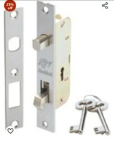 Godrej 4 Lever Locking Mechanism Hook Bolt for Home, Office & Cabinate Doors, Suitable for Left & Right, Inside & Outside Opening Doors, Steel Finish (Silver), Low Carbon Steel 