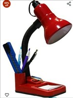 VRCT Plastic 50W Electric Table Lamp With Attached Pen Stand (Red)