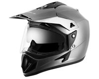 Vega Off Road ISI Certified Gloss Finish Full Face Dual Visor with Peak Helmet for Men and Women Outer Clear Visor and Inner Smoke Sun Visor(Anthracite, Size:M)