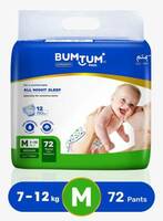 BUMTUM Baby Diaper Pants Double Layer Leakage Protection High Absorb Technology - M  (72 Pieces) 