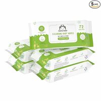 Mama Bear Cleansing Baby Wipes With Lid, Enriched with Aloe vera,Dermatologically tested, 72 Count (Pack of 5)