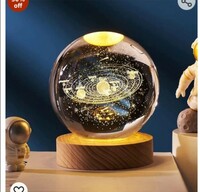 Miramar Galaxy Crystal Ball Night Light,2.4 Inch Glass Ball Night LED Lamp With Woodern Base,Decorations Gifts For Men,Women,Kids,Boys,Girls,Teens (Galaxy Light) 