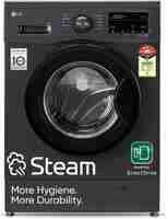 LG 8 kg 5 Star with Steam, Inverter Direct Drive, 6 Motion Direct Drive, Touch Panel and 1400 RPM Fully Automatic Front Load with In-built Heater Black, Grey (FHM1408BDM)