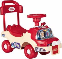 Amazon Brand - Jam & Honey Ride-On for Kids | Music and Lights | Rear Pulling Handle | Safe Fun Ride (Red and Orange)