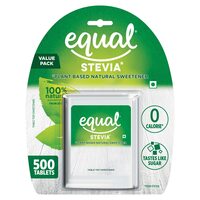 Equal® Stevia 500 Tablets | Plant-Based Natural Sweetener | 100% Natural Sweetness from Stevia | Zero Calorie from Stevia | Tastes Like Sugar | Ideal For Diabetic Patients | Vegan & Keto Friendly | Value Pack | Pack of