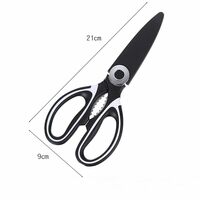 Wolpin Home & Kitchen Multi Function Scissor - 21 x 9 cm, Black & Silver, Medium