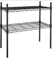 AmazonBasics Height Adjustable Heavy-Duty Rack, 2 Shelves (Black)