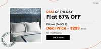 Pepperfry Deal of the Day; Hotel Flenge Luxury Microfibre Pillows 24x16 Inch(Set of 2), By Sleepsia
