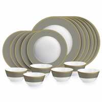 Cello Opalware Solitaire Series Moonstone Dinner Set, 18 Units