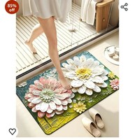 Voltonix Bathroom Mat,Door mat Door Mat, Rubber Non-Slip Quick Dry Rugs Fit Under Door Super Absorbent Thin Fashion Washable Oval Floor Bath Mat for Bathroom, Bathtub, Shower and Sink (1, Sunflower)