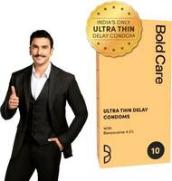 18+ Deal | Bold Care Ultra Thin Climax Delay Lubricated Natural Latex Condom  (10 Sheets)