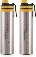 NIRLON Eco Star Stainless Steel Water Bottle 900 ml Bottle (Pack of 2, Yellow, Silver, Steel)