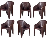 Homiboss Premium Plastic Chair | Chairs for Home, Dining Room, Bedroom,| Brown | Set of 6 Pcs