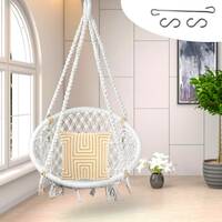 Swingzy Adults/ Outdoor, Patio, Yard, Balcony Cotton, Wooden Large Swing  (White, Pre-assembled)