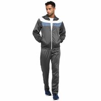 Nivia Colorblock Polyester Zipper Tracksuits for Men/Full Sleeve Running & Sports Tracksuits-Grey/Light Blue/White(Medium)