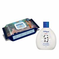 Bumtum Chota Bheem Gentle Soft Moisturizing Wet Wipes with Lid - 72 Pcs.(Pack of 1) & Baby Body Lotion (200 Ml) Combo, White