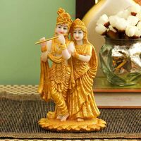 TIED RIBBONS Gold Plated Radha Krishna Idol Statue Showpiece (Resin, 19 cm x 11 cm)