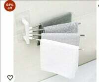 ARRAY Platinum 4 Bar Stainless Steel Folding Towel Hanging Holder Shelf Rack Organizer Portable Stand Long with Chrome Finish for Bathroom Kitchen with Hanger