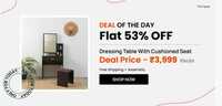 Pepperfry Deal of the day: Rumoi Dressing Table in Cappuccino Finish with Cushioned Seat & Mirror, by Mintwud from pepperfry