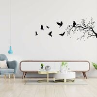 CVANU Birds & Branch Self-Adhesive Vinyl Wall Sticker for Wall Decoration (13inX35in)_S270
