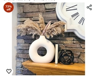 SPHINX Ceramic Donut Vase, Flower Vase Pampas Grass Vase, Vase Home Decor Centrepiece Decor for Home, Office, or Gifts-Vase Only - (White, 6 inch) 