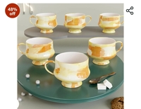 The Earth Store Handcrafted Ceramic Flicker Zest Microwave Safe Chai/Tea Cups Serving Tea Cups Set of 6 Ideal for Friends, Anniversary, Birthday 